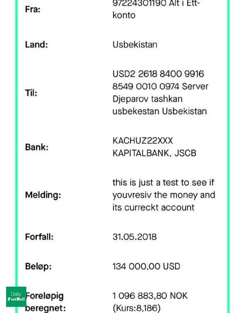 سند پرداخت جعلی استقلال به جپاروف لو رفت سند پرداخت جعلی استقلال به جپاروف لو رفت