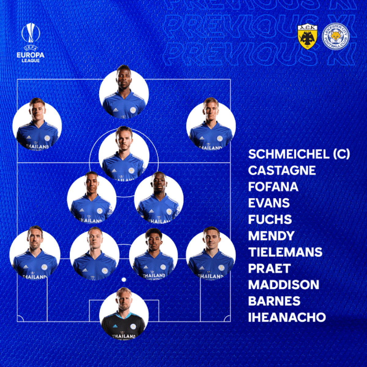 ترکیب لسترسیتی مقابل آاک آتن برای بازی امشب 8 آبان 99 ترکیب لسترسیتی مقابل آاک آتن برای بازی امشب 8 آبان 99 | دیلی فوتبال