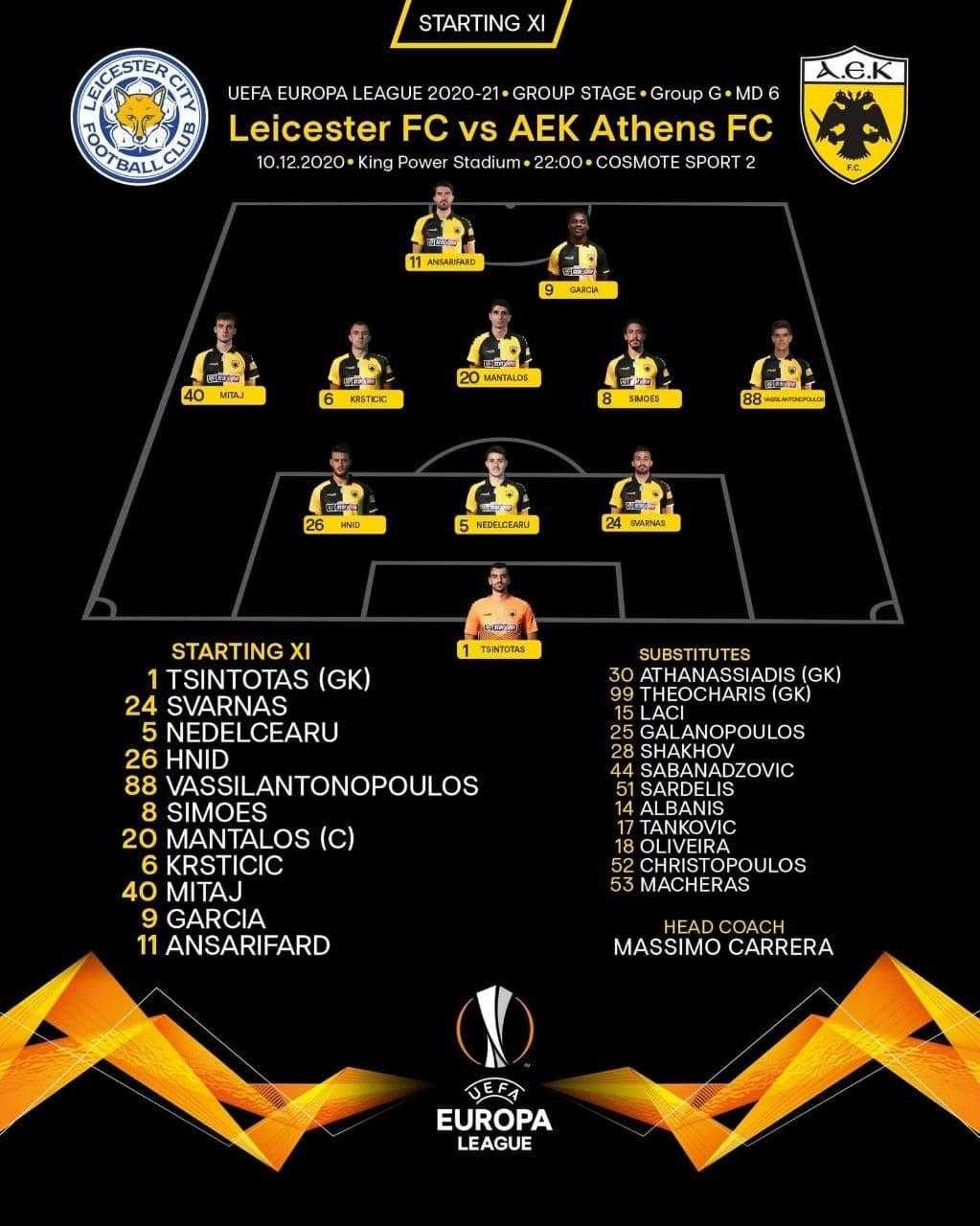 لیگ اروپا| کریم انصاری فرد در ترکیب آاک آتن مقابل لسترسیتی برای بازی امشب 20 آذر 99 لیگ اروپا| کریم انصاری فرد در ترکیب آاک آتن مقابل لسترسیتی برای بازی امشب 20 آذر 99 | دیلی فوتبال