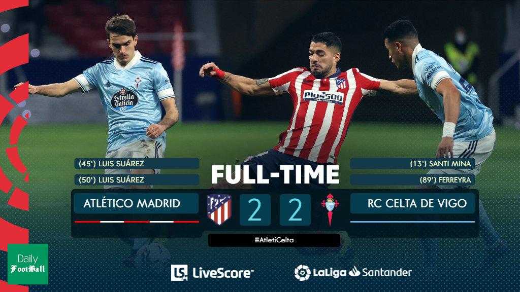 نتیجه بازی اتلتیکو مادرید و سلتاویگو| توقف اتلتیکومادرید در خانه سلتا نتیجه بازی اتلتیکو مادرید و سلتاویگو| توقف اتلتیکومادرید در خانه سلتا | دیلی فوتبال