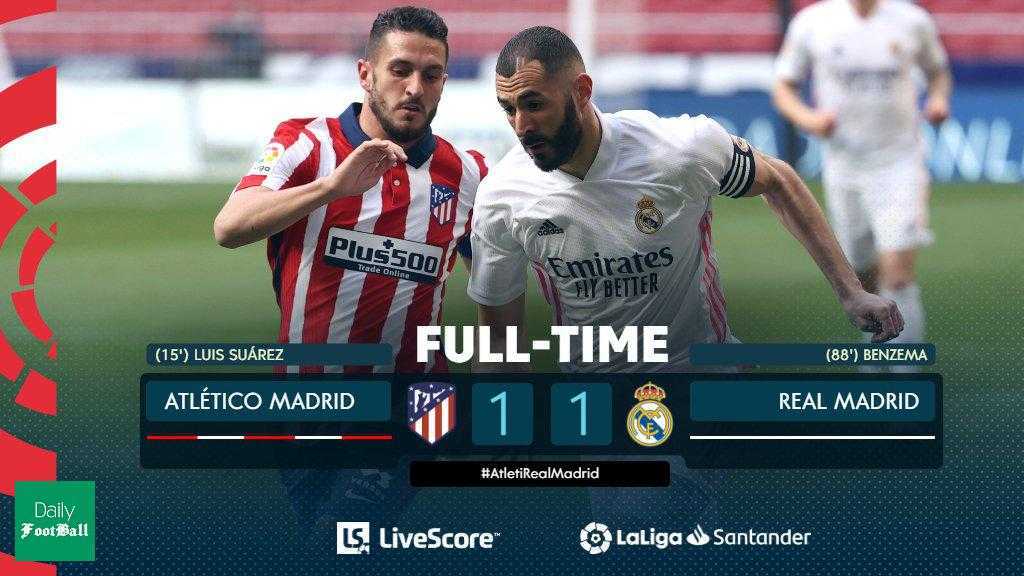 نتیجه بازی رئال مادرید و اتلتیکو مادرید| دربی مادرید برنده نداشت نتیجه بازی رئال مادرید و اتلتیکو مادرید| دربی مادرید برنده نداشت | دیلی فوتبال