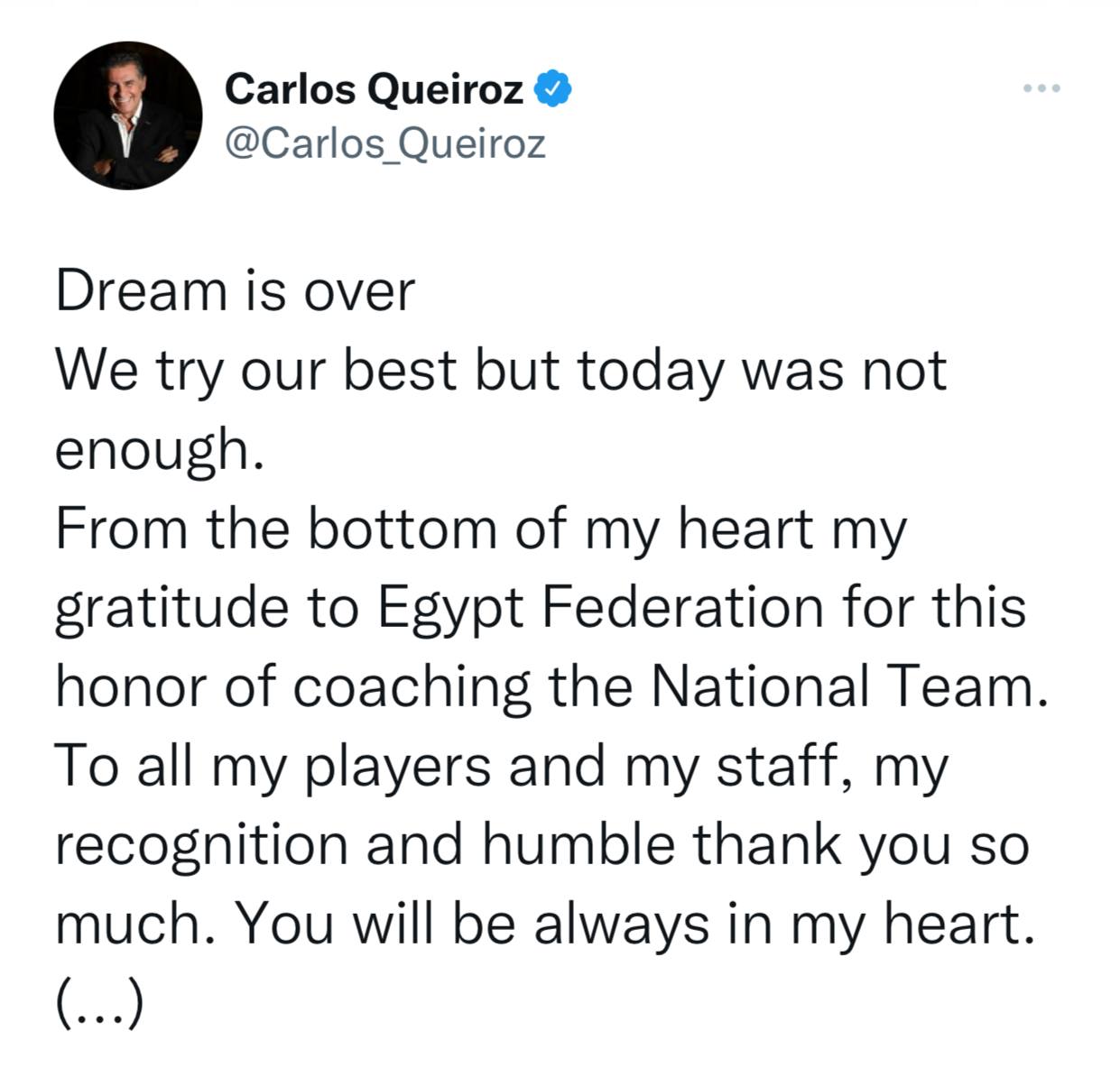 خداحافظی کارلوس کی روش از تیم ملی مصر خداحافظی کارلوس کی روش از تیم ملی مصر | دیلی فوتبال