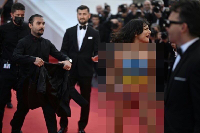 زن برهنه با پرچم اوکران در جشنواره کن جنجال به پا کرد + تصاویر | دیلی فوتبال