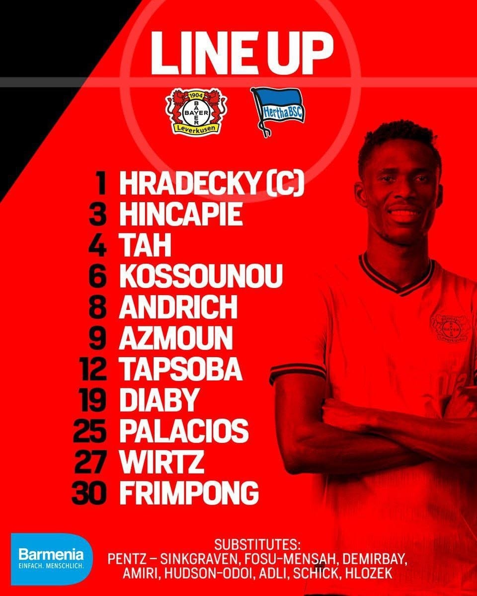 سردار آزمون در ترکیب بایرلورکوزن مقابل هرتابرلین برای بازی امشب 14 اسفند 1401 | دیلی فوتبال