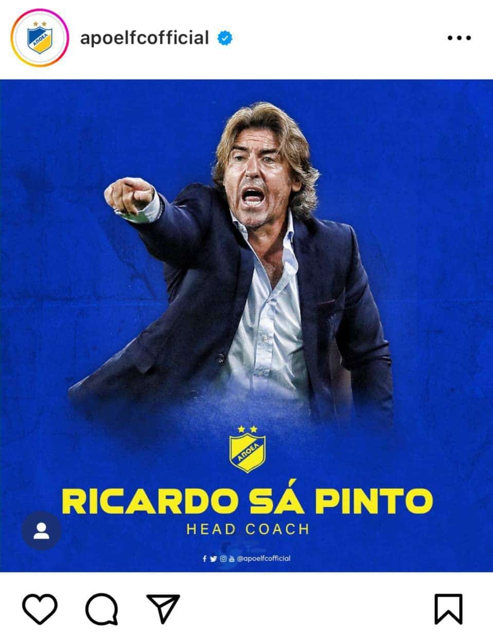 ریکاردو ساپینتو سرمربی آپوئل نیکوزیا شد | دیلی فوتبال