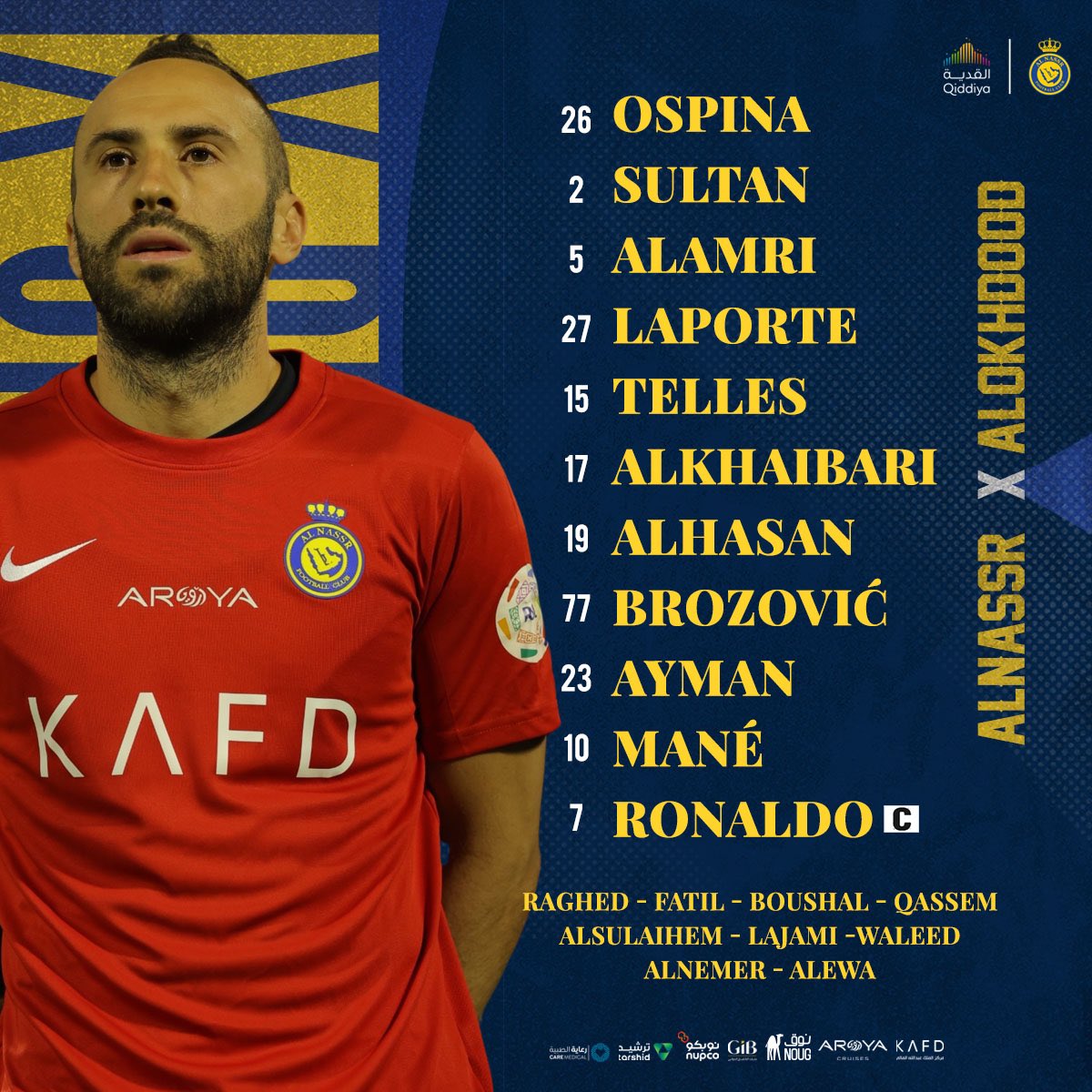 کریستیانو رونالدو در ترکیب النصر مقابل الاخدود برای بازی امشب 20 اردیبهشت 1403 کریستیانو رونالدو در ترکیب النصر مقابل الاخدود برای بازی امشب 20 اردیبهشت 1403 | دیلی فوتبال