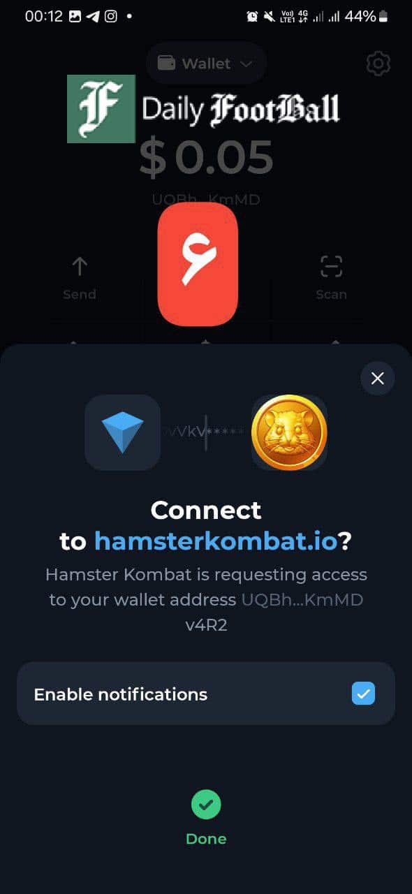 عکس| نحوه اتصال بازی همستر کمبت تلگرام به کیف پول تون کیپر + آموزش تصویری | دیلی فوتبال