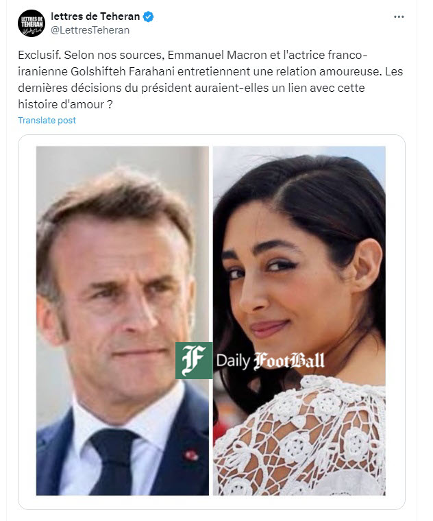 عکس| رابطه گلشیفته فراهانی با امانوئل مکرون رئیس جمهور فرانسه عکس| رابطه گلشیفته فراهانی با امانوئل مکرون رئیس جمهور فرانسه | دیلی فوتبال