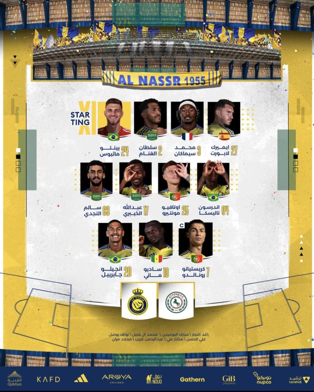 کریستیانو رونالدو در ترکیب النصر مقابل الاتفاق برای بازی امشب 30 شهریور 1403 کریستیانو رونالدو در ترکیب النصر مقابل الاتفاق برای بازی امشب 30 شهریور 1403 | دیلی فوتبال