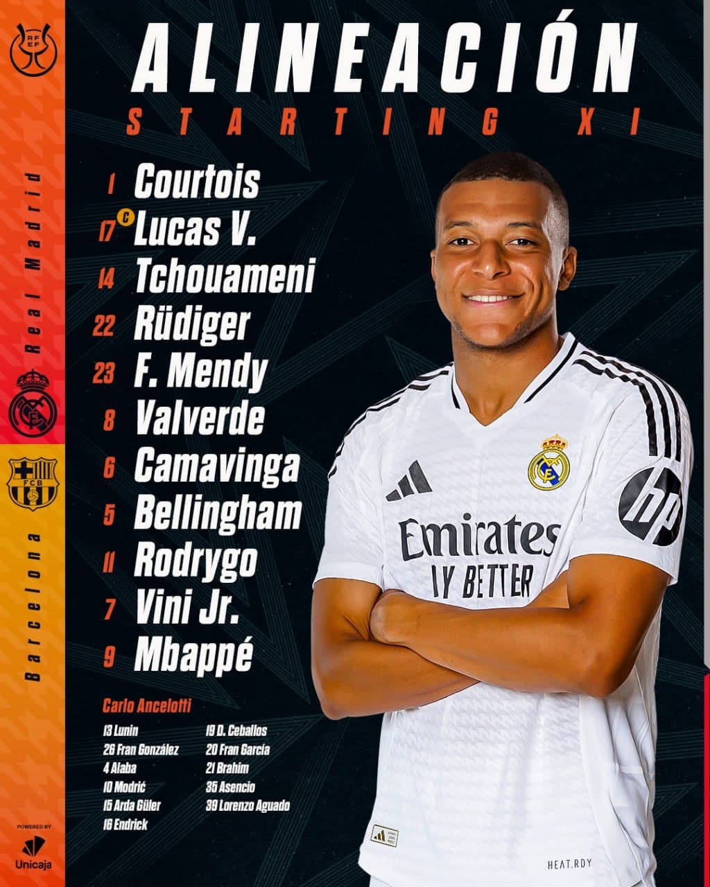 ترکیب رئال مادرید مقابل بارسلونا برای بازی الکلاسیکو امشب 23 دی 1403 ترکیب رئال مادرید مقابل بارسلونا برای بازی الکلاسیکو امشب 23 دی 1403 | دیلی فوتبال